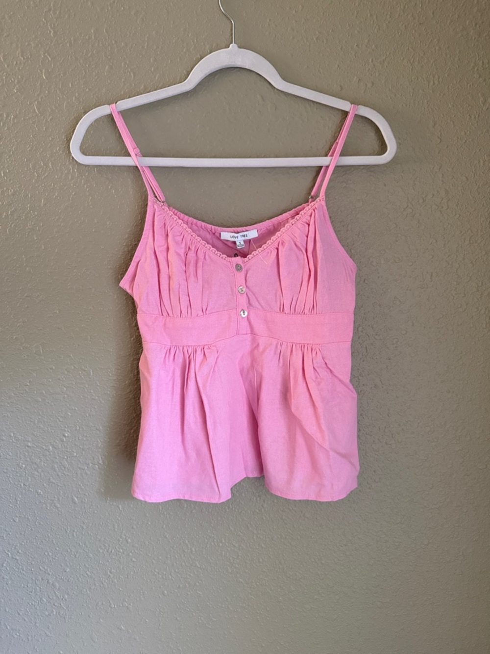 Love Tree Light Pink Spaghetti Strap Peplum Camisole